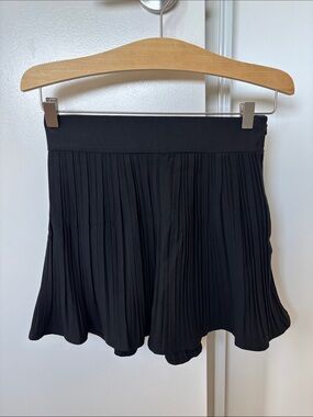 ZARA Elegante Black Pleated Midi Skort-XS